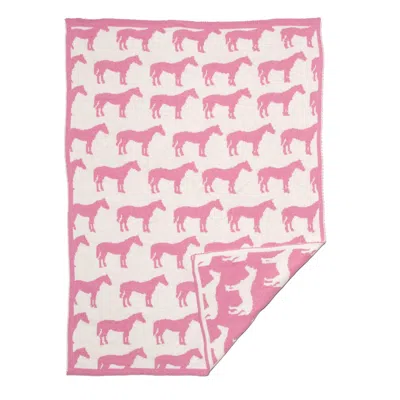 In2green Baby Reversible Cotton Knit Blanket - Pony - Pink