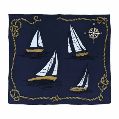 In2green Blue Cotton Sustainable Knit Throw Blanket