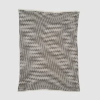 In2green Cotton Sustainable Knit Geometric Chevron Throw Blanket - Broken Zig Zag In Gray