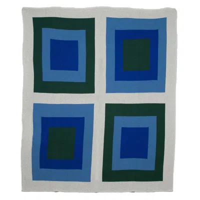 In2green Cotton Sustainable Knit Geometric Throw Blanket - Bauhaus - Blue