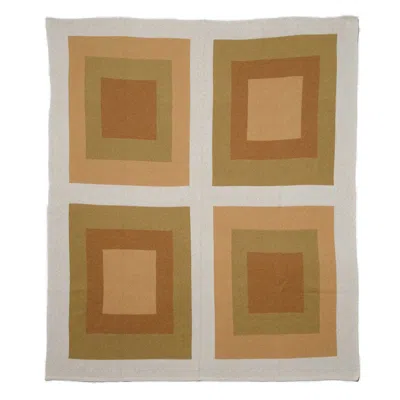 In2green Cotton Sustainable Knit Geometric Throw Blanket - Bauhaus - Gold