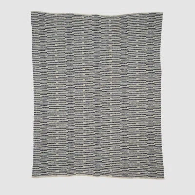 In2green Cotton Sustainable Knit Striped Throw Blanket - Sand Stone In Blue