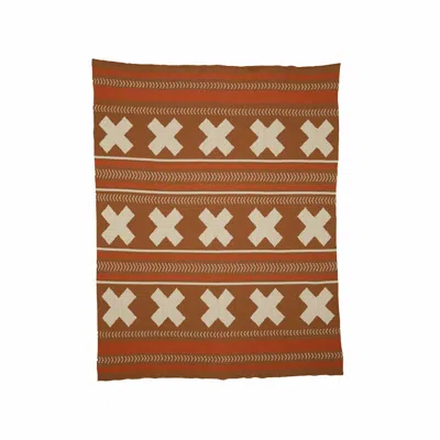 In2green Cotton Sustainable Knit Throw Blanket In Brown