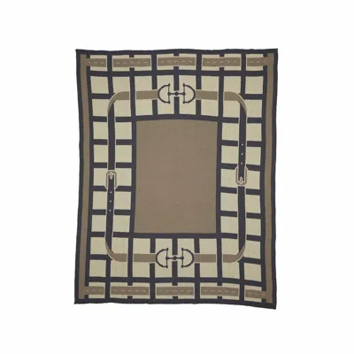 In2green Cotton Sustainable Knit Throw Blanket - Equestrian Lattice - Neutrals In Black