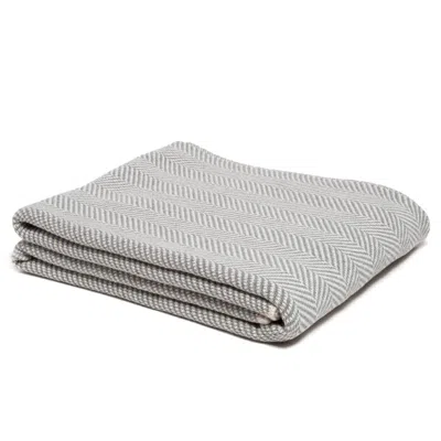 In2green Cotton Sustainable Knit Throw Blanket - Herringbone - Silver