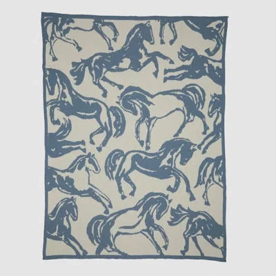 In2green Equestrian Horse Throw Blanket In Blue