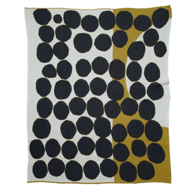 In2green Gold Cotton Sustainable Knit Patterned Throw Blanket - Huey By Susy Pilgrim Waters