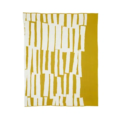 In2green Gold Cotton Sustainable Knit Patterned Throw Blanket - Scout By Susy Pilgrim Waters