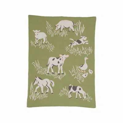 In2green Green Baby Cotton Knit Blanket - Farm