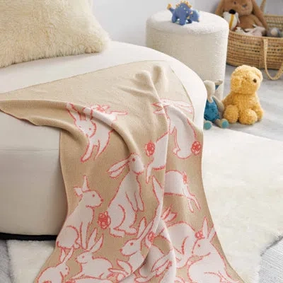 In2green In 2 Green Baby Meadow Knit Blanket In Pink,cream