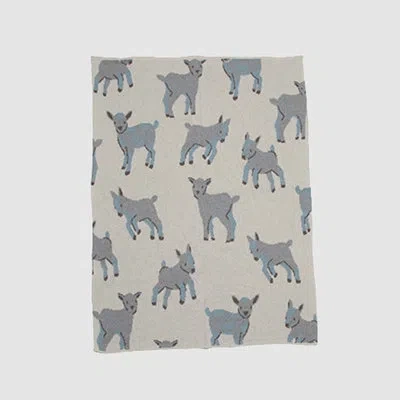 In2green In 2 Green Baby Mountain Animal Knit Throw Blue