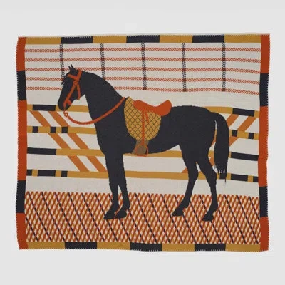 In2green In 2 Green Classic Horse Pattern Knit Throw Multicolor