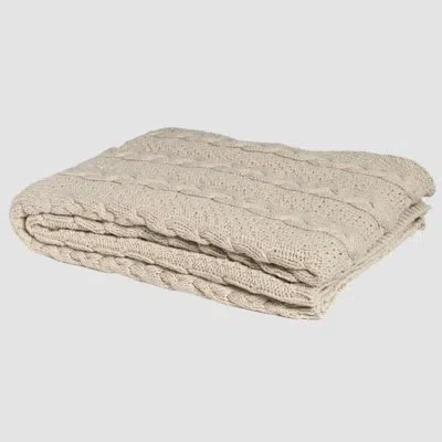 In2green In 2 Green Classic Textured Cable Knit Beige Throw In Machine Washable Components