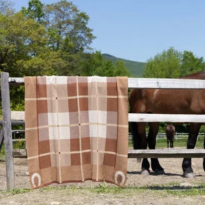 In2green In 2 Green Country Equestrian Knit Throw Brown