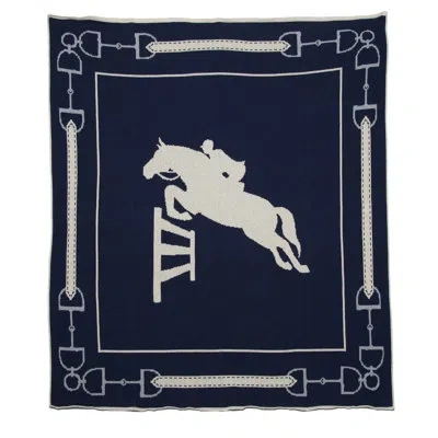 In2green Jumper Equestrian Throw In Marine,flax,aluminum