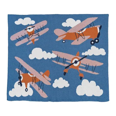In2green Orange Baby Cotton Knit Blanket - Planes