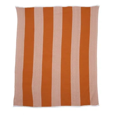 In2green Outdoor Herringbone Stripe Throw In Orange