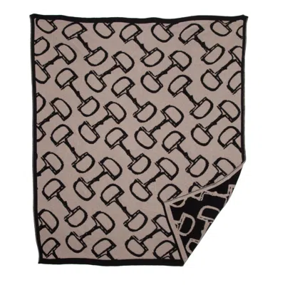 In2green Reversible Sustainable Knit Equestrian Throw Blanket - Bits Black