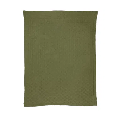 In2green Textured Sustainable Knit Throw Blanket - Basketweave - Green