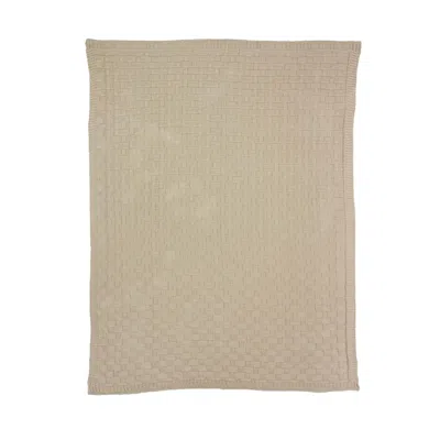 In2green Textured Sustainable Knit Throw Blanket - Basketweave - Neutrals