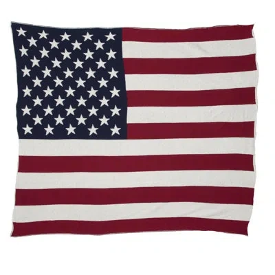 In2green Usa Flag Cotton Blend Throw In Blue;white;red