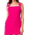Ina Azalea Sleeveless Flower Straps Mini Dress In Hot Pink In Pink