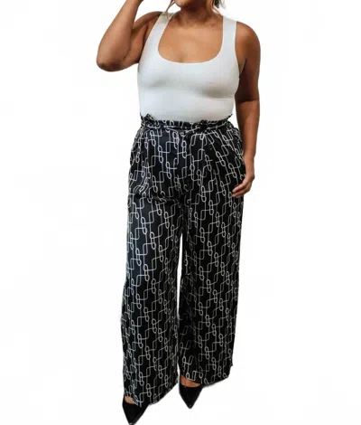 Ina Fashion Amy Geo Print Pants In Black/champagne In Multi