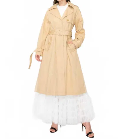 Ina Fashion Belted Trench Coat With Pleated Back In Beige In Neutral