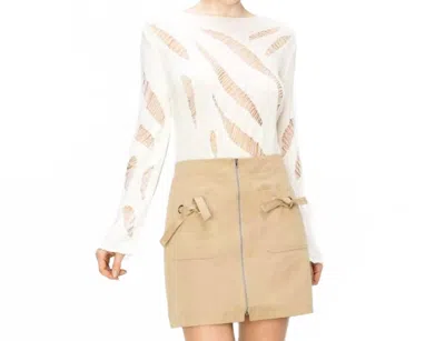 Ina Fashion Distressed Long Sleeve Knit Top In Ivory In Neutral
