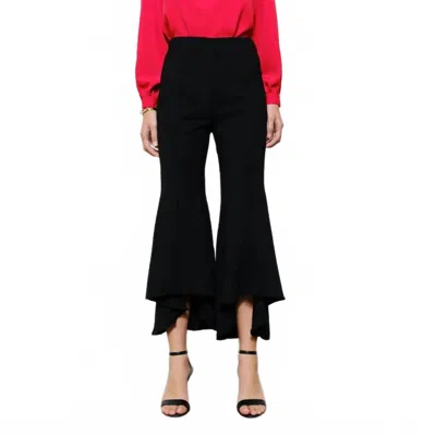 Ina Fashion Draped Ruffle High Low Flare Pants In Black