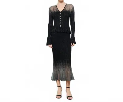 Ina Fashion Embellished Metallic Glitter Midi Skirt In Grey Black