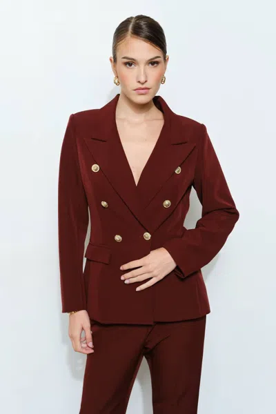 Ina Fashion Finny Button Tailored Blazer In Oxblood In Red