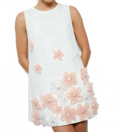 Ina Fashion Flora Appliqué Mini Dress In White