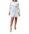 Ina Fashion Floral Lace Long Sleeve Dress In White In White