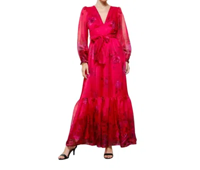 Ina Fashion Floral Organza Gown In Pink