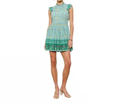 Ina Fashion Floral Ruffle Trim Mini Dress In Green Multi