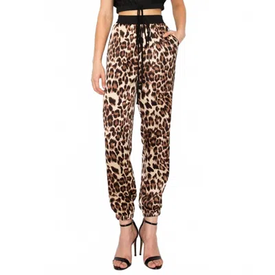 Ina Fashion Hear Me Roar Joggers In Leopard In Brown