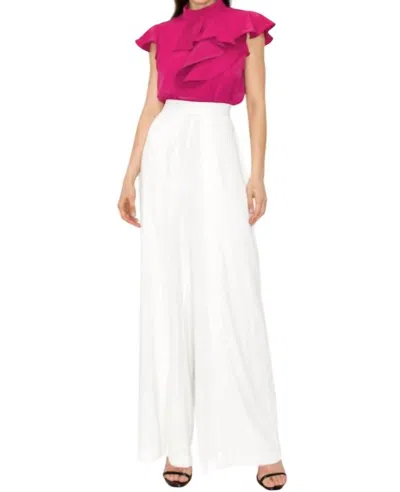 Ina Fashion High Waist Front Double Layered Wide Pant In White