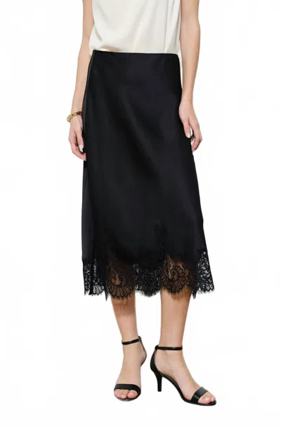 Ina Fashion Lace Hem Midi Skirt In Black