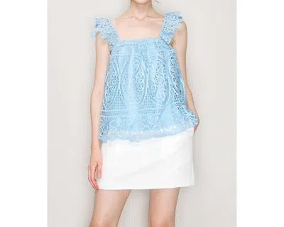 Ina Fashion Maya Sleeveless Lace Top In Blue