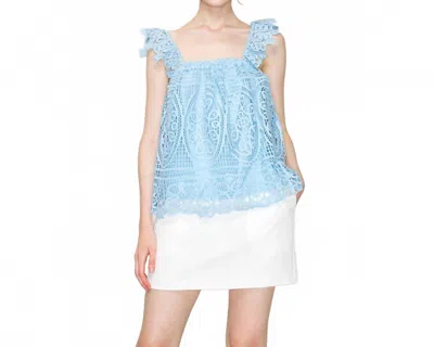 Ina Fashion Maya Sleeveless Lace Top In Blue