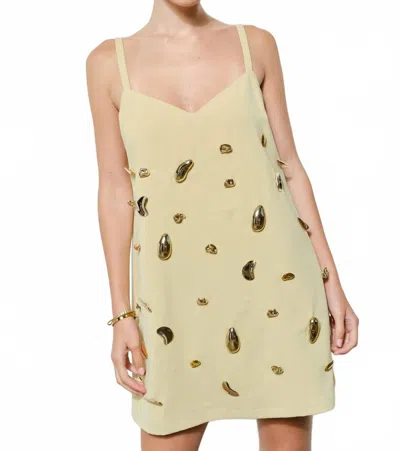 Ina Fashion Metallic Embellished Mini Dress In Butter Yellow In Multi