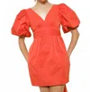 Ina Fashion Open Bow Back Mini Dress In Orange In Red