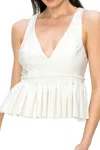 Ina Fashion Peplum Tank Top In White In White