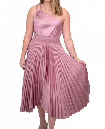 Ina Fashion Pleated One Shoulder Midi Dress In Blush In Pink