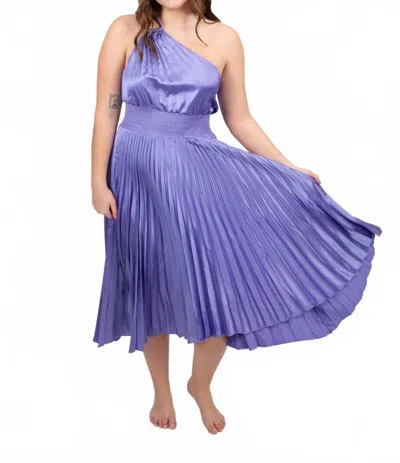 Ina Fashion Pleated One Shoulder Midi Dress In Lavender In Blue