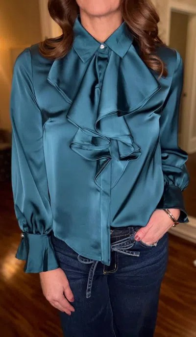 Ina Fashion Poet Blouse In Teal In Blue