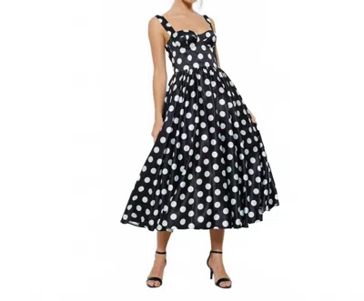 Ina Fashion Polka Dot Bustier Midi Dress In Black