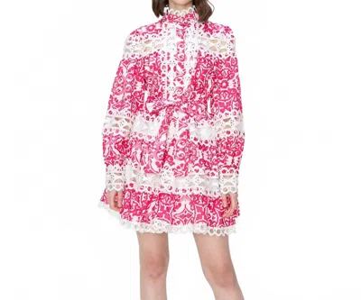 Ina Fashion Positano Crochet Lace Mini Dress In Fuchsia In Pink
