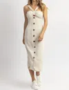 Ina Fashion Rae Bow Button Midi Dress In Neutral In Multi